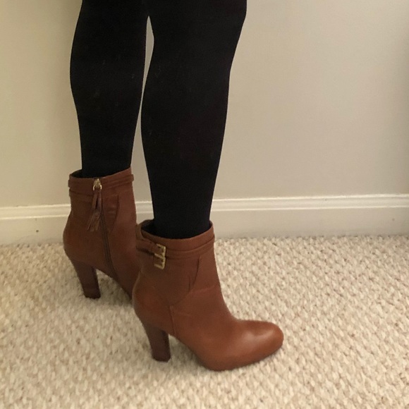 New Cognac Leather Ankle Booties - Picture 5 of 8
